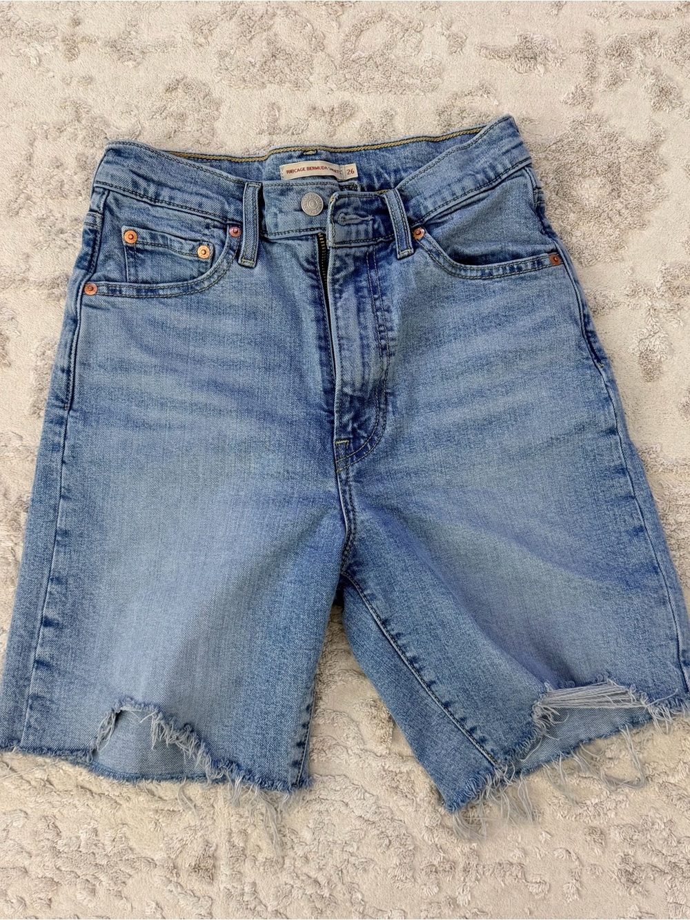 Levi’s ribcage Bermuda cutoff denim shorts